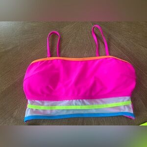 Popvil hot pink Bikini Top with mesh and removable straps women’s size small
